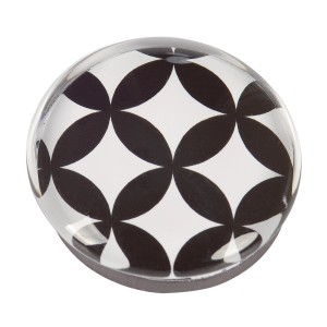 Aimant en verre Fix-o-moll avec motif floral noir, 30mm, pour notes et photos.