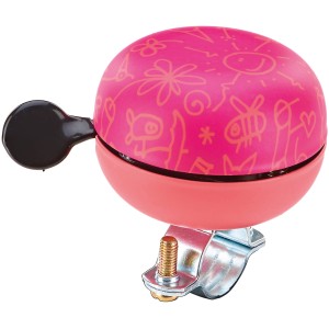 Campanello bici Prophete Mini Ding-Dong rosa con disegni infantili per più sicurezza.