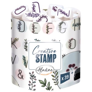Aladine Stempelset Alphabet/Kränze, inkl. Stempelkissen, zum kreativen Gestalten von Papier, Karten und mehr.