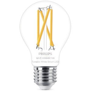 Lampadina LED Smart Philips E27 Filamento, forma standard chiara, 60W, confezione singola.