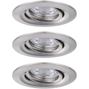 Paulmann LED faretti da incasso Nova mini, set da 3, orientabili, ferro spazzolato.
