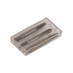 Jeu de tarauds LUX acier M5 Comfort dans un boîtier plastique transparent.