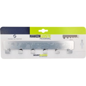 Siro Hakenleiste mit 6 Haken, selbstklebend, Chrom glänzend, Länge 240mm.