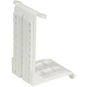 Adattatore Hettich per tetto spiovente in plastica bianca per ferramenta per porte scorrevoli.