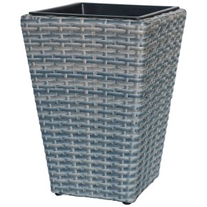 Pot de fleurs conique Wave, Ø 28 cm, hauteur 40 cm, en polyrotin aspect tressé.
