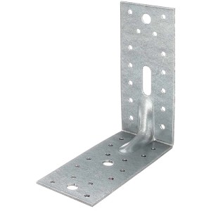 Staffa angolare per carichi pesanti, acciaio zincato Sendzimir, 150x65x150 mm, per montaggio angolare di elementi in legno.