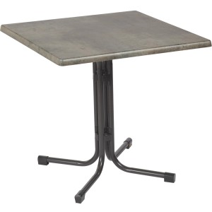 Tavolino pieghevole rettangolare Acamp piazza in antracite-cemento, 70x70 cm, ideale per balcone e giardino.