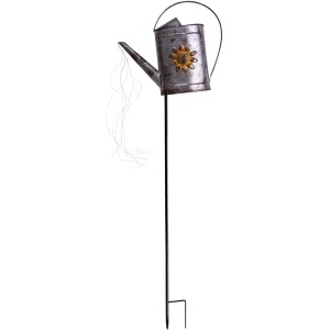 Näve LED paletto solare annaffiatoio, 110cm, zincato, con cascata di luci per il giardino.