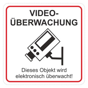 Autocollant vidéosurveillance, 6,5x6,5 cm, film PVC, pour signaler les zones sous surveillance vidéo.