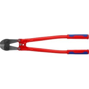Coupe-boulons Knipex, 610 mm, avec poignées rouges et gaines bi-matière bleues.