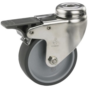 Roue pivotante Doerner + Helmer avec frein, Ø 5 cm, boîtier en tôle d'acier, roue grise.