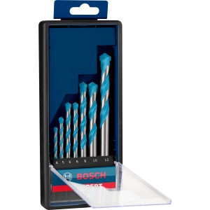 Jeu de forets Bosch Expert Multi Construction, 7 pièces, Ø 4-12 mm, forets universels pour divers matériaux.