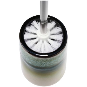Ensemble WC Diaqua Ruen marron-aqua : Brosse WC sur pied avec support en céramique pour salle de bain.