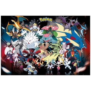 Maxiposter mit vielen verschiedenen Pokemon Charakteren im Format 61x91,5 cm.