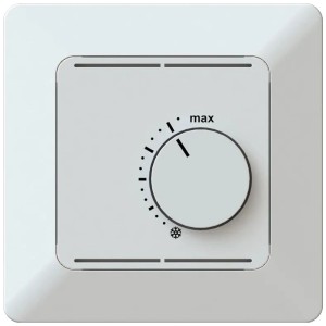 Termostato ambiente Max Hauri Priamos PC bianco con manopola per riscaldamento e raffreddamento.