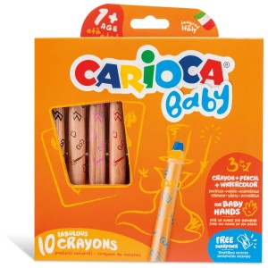 Carioca Baby Farbstifte 3in1, 10er-Packung. Buntstifte, Wachsmaler und Aquarellstifte für Kinder ab 1 Jahr.