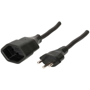 Rallonge GD noire, 5 m, avec fiche de type 12 et prise de type 13.