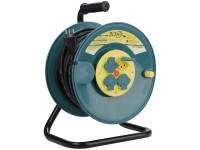 Powerroll Kunststoff-Kabelrolle 4 x Typ13 Olivgrün-Gelb 30 m