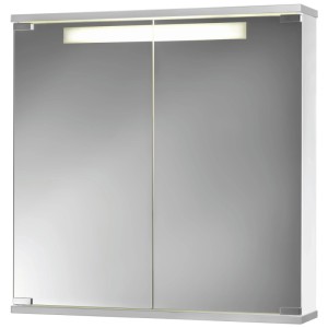 Armoire de toilette Jokey Cento 60 LS avec deux portes miroir en verre cristal et éclairage intérieur.