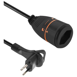 Rallonge Lockxtend noire, 5 m, avec fiche et prise.