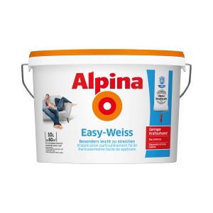 Secchio di pittura per interni Alpina Easy-Weiss, 10 litri, pittura murale bianca per circa 60 m²