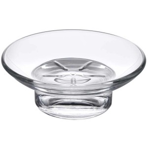 Portasapone Diaqua in vetro trasparente, Ø 11cm, per sapone solido in bagno.