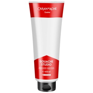 Tubo di Gouache Studio Bianco Caran d'Ache, 450 ml, per colori scolastici.