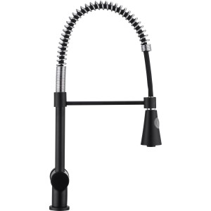 Miscelatore monocomando da cucina baliv KI-1970, nero/cromo, con tubo flessibile.