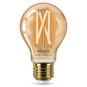 Philips Smart LED Filament Amber E27, lampadina dimmerabile a luce bianca calda.