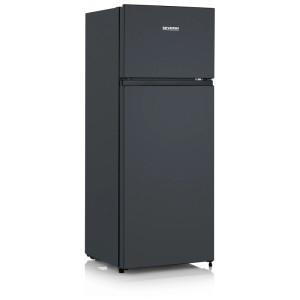 Schwarzer Severin Kühlschrank DT8762 mit Gefrierfach, 206 Liter Nutzinhalt.