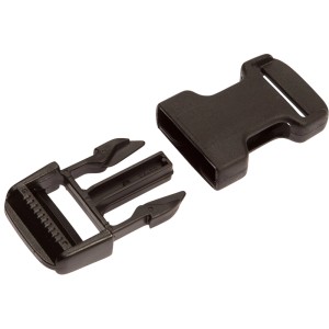 Schwarze Conacord Patentschnalle aus Kunststoff, 68 mm lang, für Spanngurte.