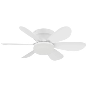 Ventilatore da soffitto bianco Eglo Clovelly con 5 pale e illuminazione LED.