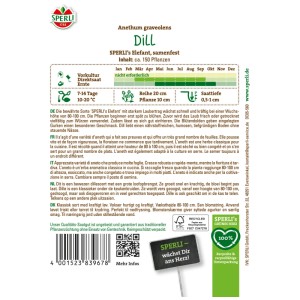 Sachet de graines d'aneth Sperli Dill Elefant, graines d'herbes aromatiques pour plats et cornichons.