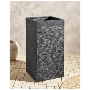 Vaso da fiori Beliani Dion nero, quadrato, con texture ruvida, 77x40x40 cm.