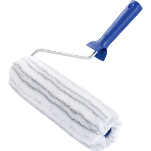 LUX-TOOLS Farbwalze, 25 cm, mit blauem Griff und grau gestreifter Walze für Wand-, Decken- und Fassadenfarben.