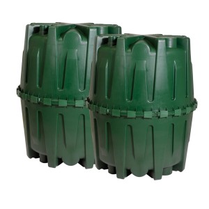 Garantia Herkules citerne, set de réservoirs, 3200 l, 2 réservoirs enterrés verts avec kit de raccordement.