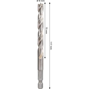 Punta per legno Bosch Pro Wood HSS, diametro 8 mm, colore argento.