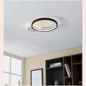 Plafonnier LED moderne Gafares en blanc et noir, dimmable et avec fonction CCT.
