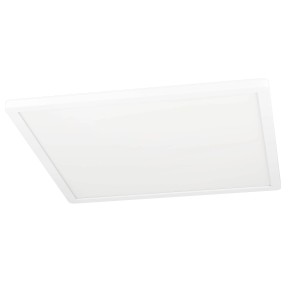 Plafoniera LED quadrata bianca Eglo Expert Minerario, 39x39 cm, adatta per ambienti umidi.