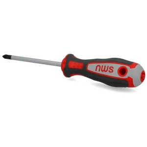 Tournevis cruciforme PH2 avec manche ergonomique et lame en acier. Idéal pour atelier et maison.