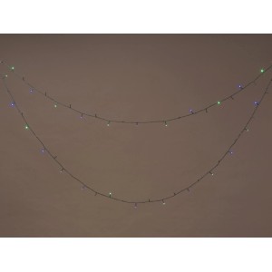 Guirlande lumineuse LED OBI avec LED vertes et bleues. Éclairage extérieur multicolore pour terrasse et balcon.