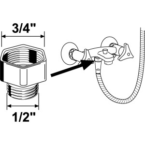 Riduttore Sanitop-Wingenroth cromato G 1/2 x G 3/4 per tubi doccia.