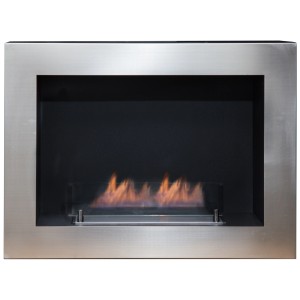 Cheminée décorative moderne Serra avec brûleur bio en acier inoxydable pour une ambiance chaleureuse.