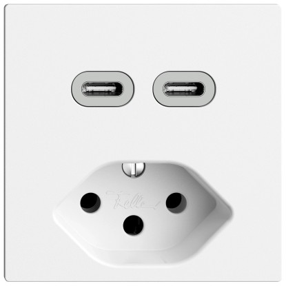 Feller Kleinkombi Einsatz und Frontplatte EdizioDue 2 x USB-C T13 Weiss