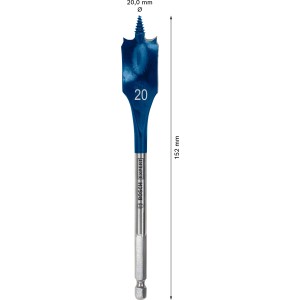 Bosch Flachfräsbohrer Expert Self Cut Speed, Ø 20 mm, blau-silber. Für schnelles und effizientes Bohren.