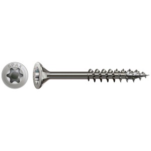 Vis Spax en acier inoxydable 6x120 mm, A2, filetage partiel, tête fraisée pour panneaux de particules et universel.