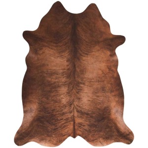 Tappeto runner in ecopelliccia Amarillo marrone-nero 125x155 cm, design a pelle di mucca.