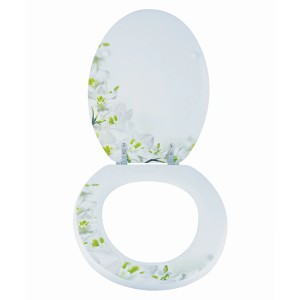 MSV Abattant WC Sofaia avec motif floral, MDF, multicolore.