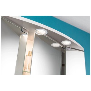 Paulmann Spot LED encastrable, lot de 2, chrome, blanc chaud, pour meubles et armoires de toilette.