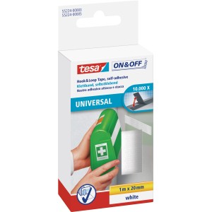 Confezione Tesa® On & Off Nastro a strappo universale, 1 m x 20 mm, Bianco.